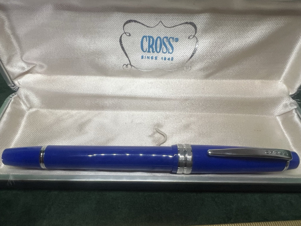 Cross Stylo-Plume Stylo à Plume Bleu Cobalt Avec Profils Chrome M Cartouche