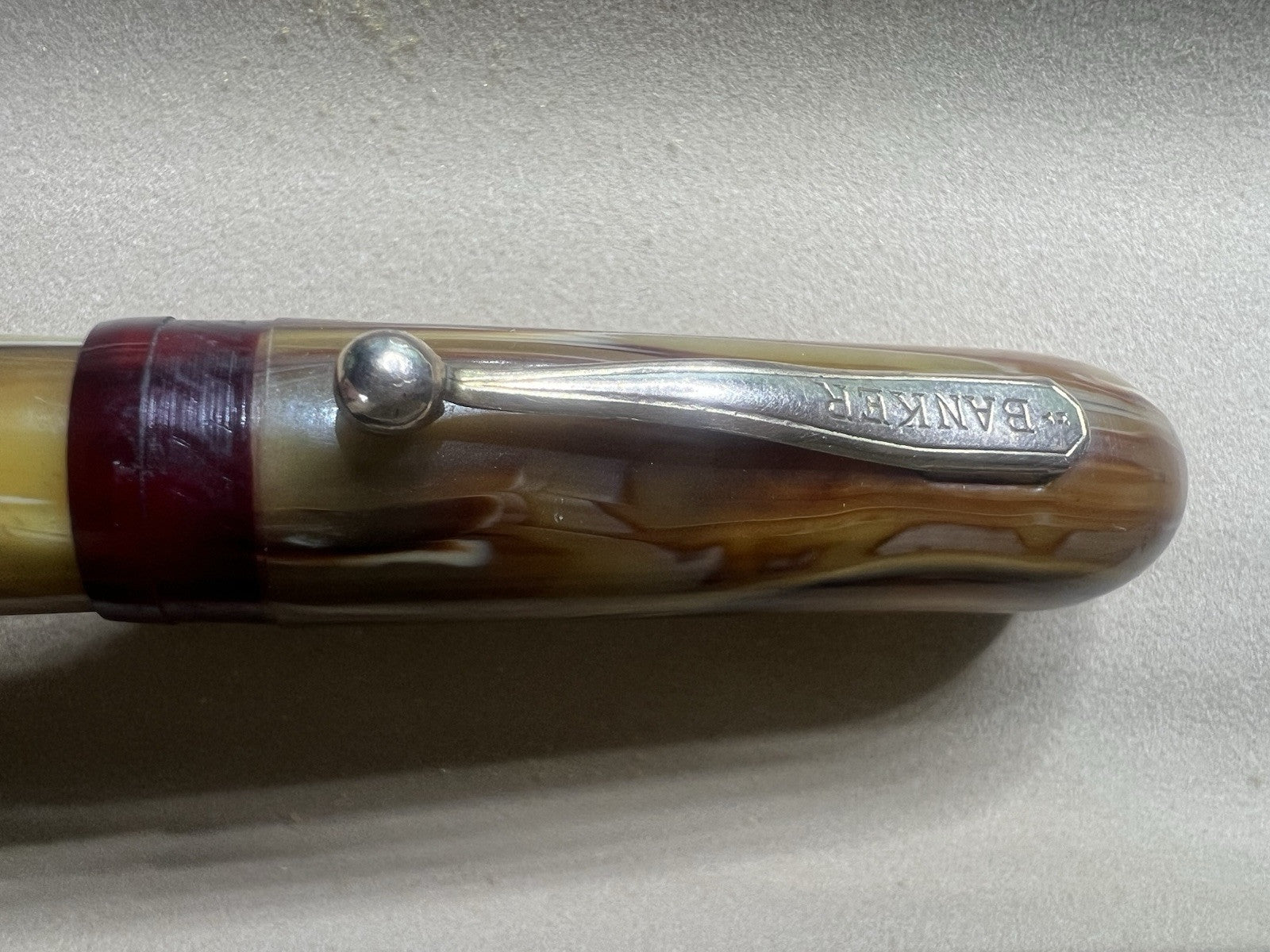 Banquier Stylo-Plume Wa Marbré Ambre Duo Crayon Mécanique Vintage 