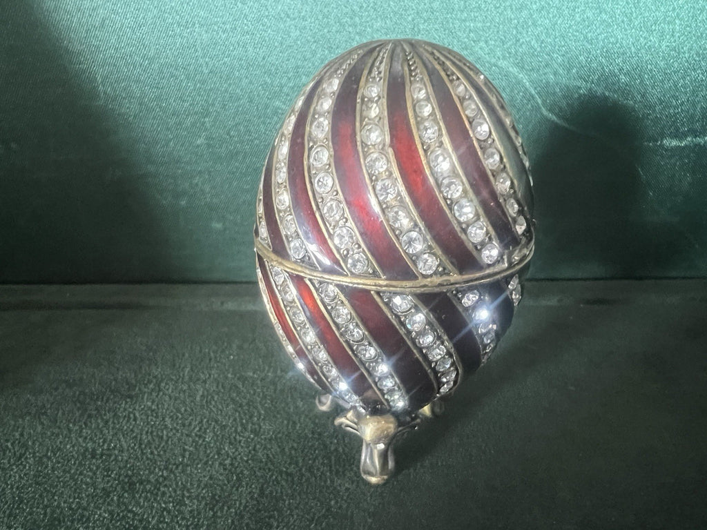 🔴 FABERGE uovo ceramica bronzo ROYAL FAMILY con pietre brillantini