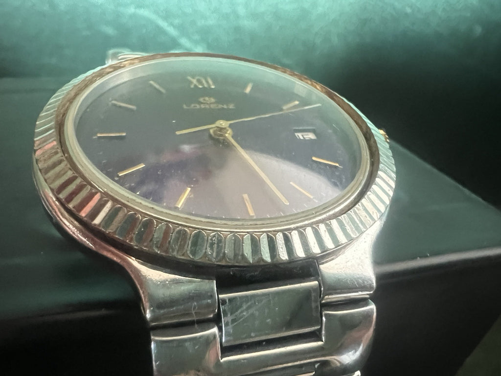 🔴 LORENZ orologio uomo quarzo 14560 blu cassa acciaio corona zaffiro cabochon