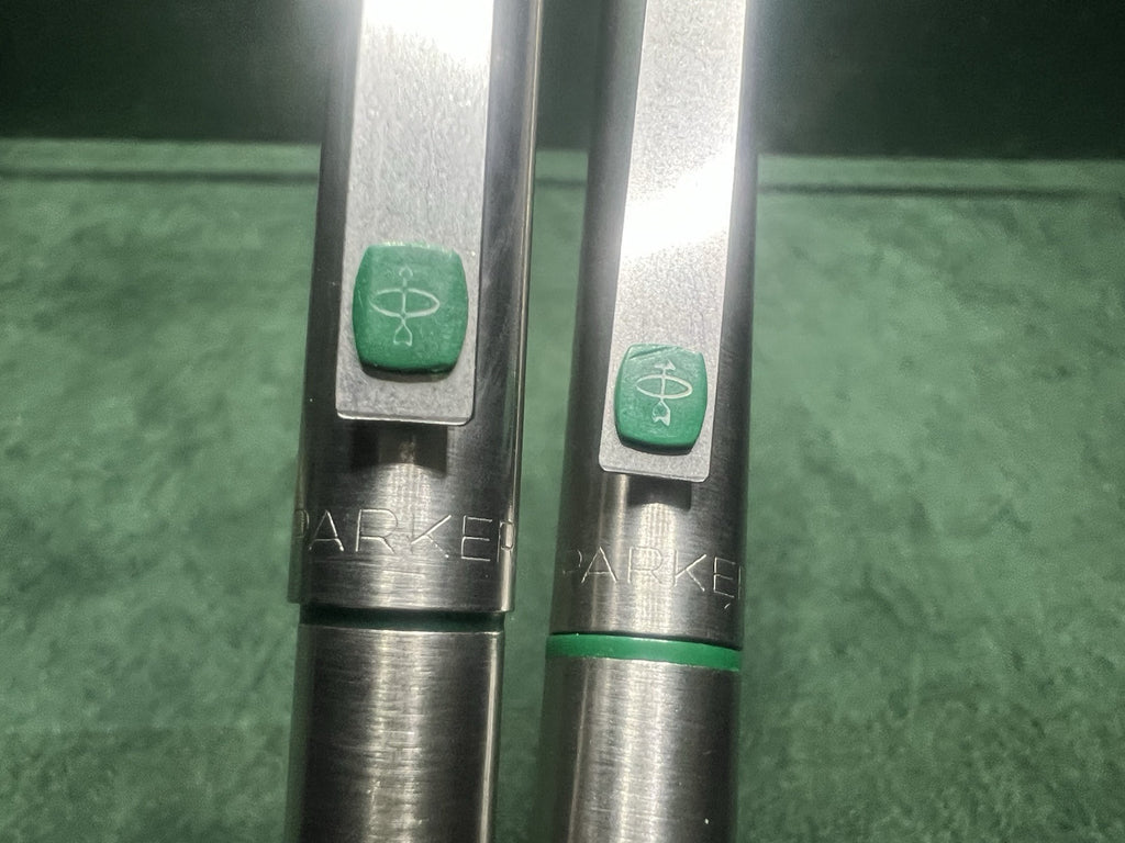 🔴 PARKER fountain pen 25 MKI GREEN clip and ballpoint set write vintage RARE 