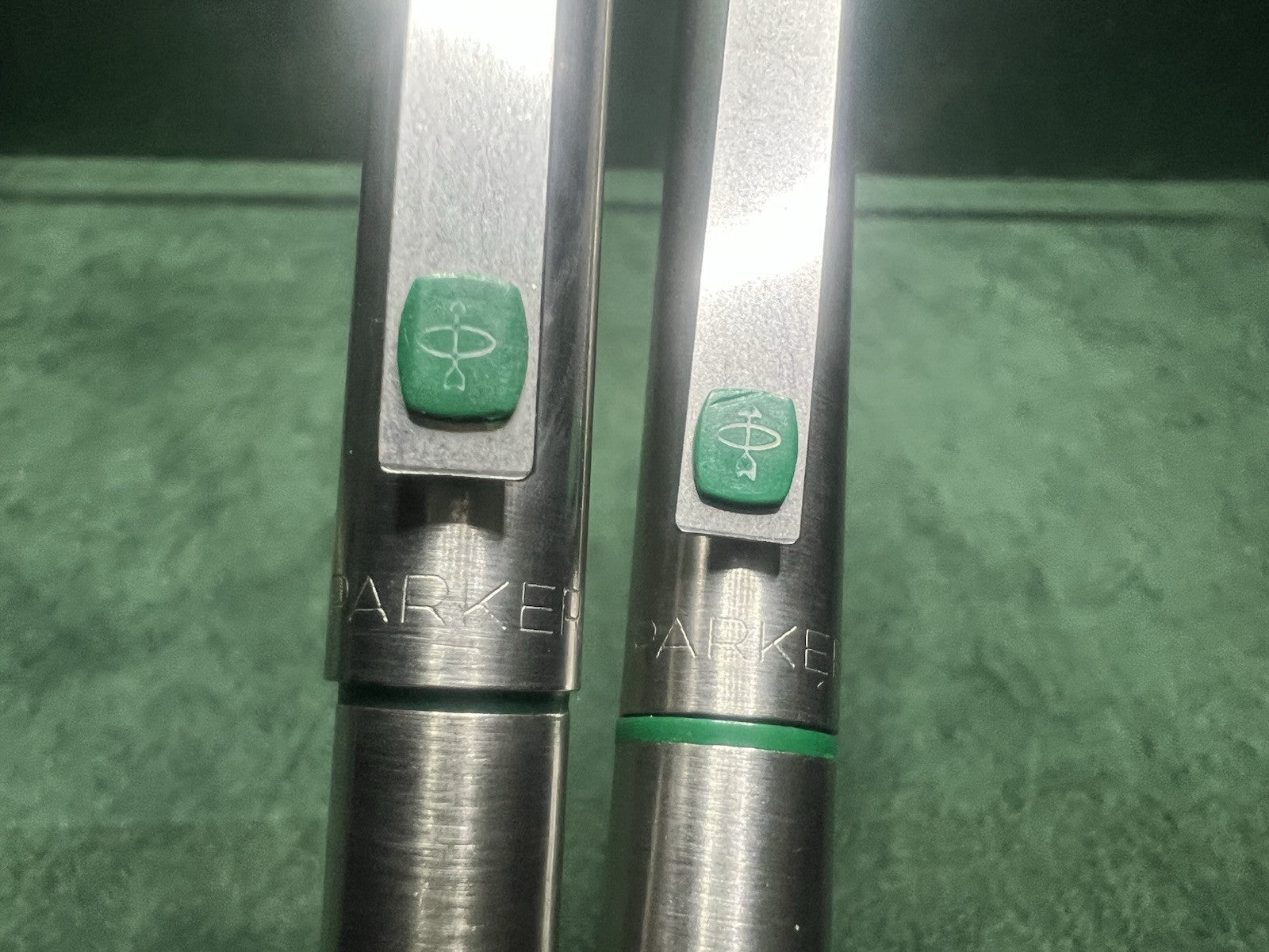 🔴 PARKER fountain pen 25 MKI GREEN clip and ballpoint set write vintage RARE 