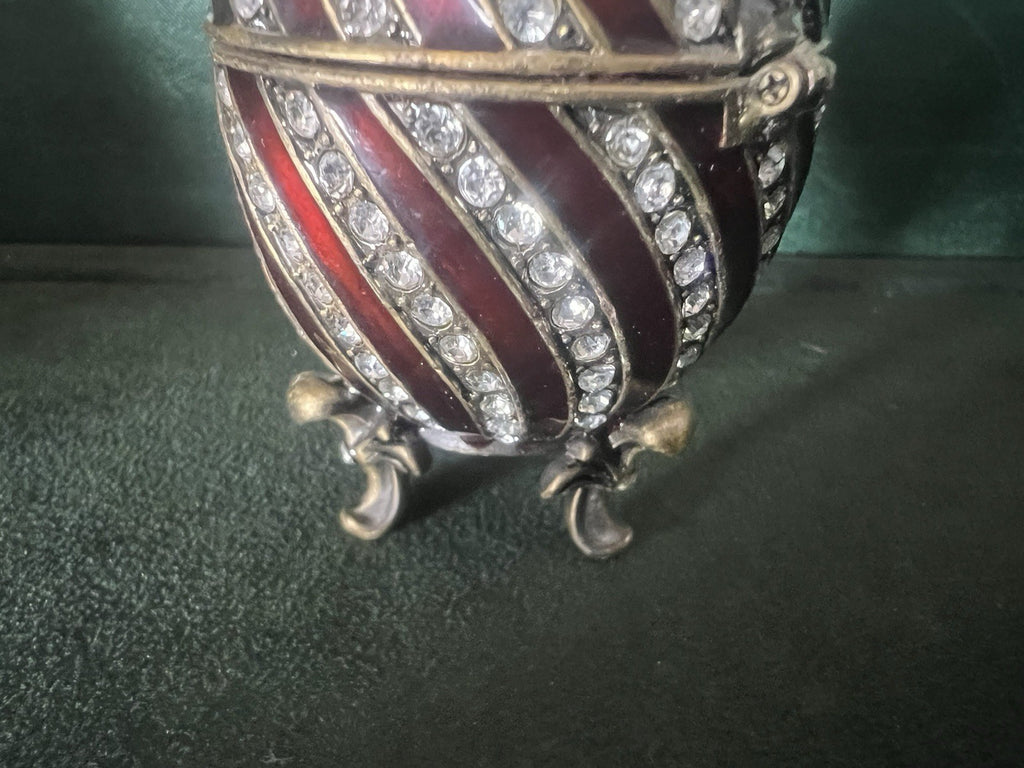 🔴 FABERGE uovo ceramica bronzo ROYAL FAMILY con pietre brillantini