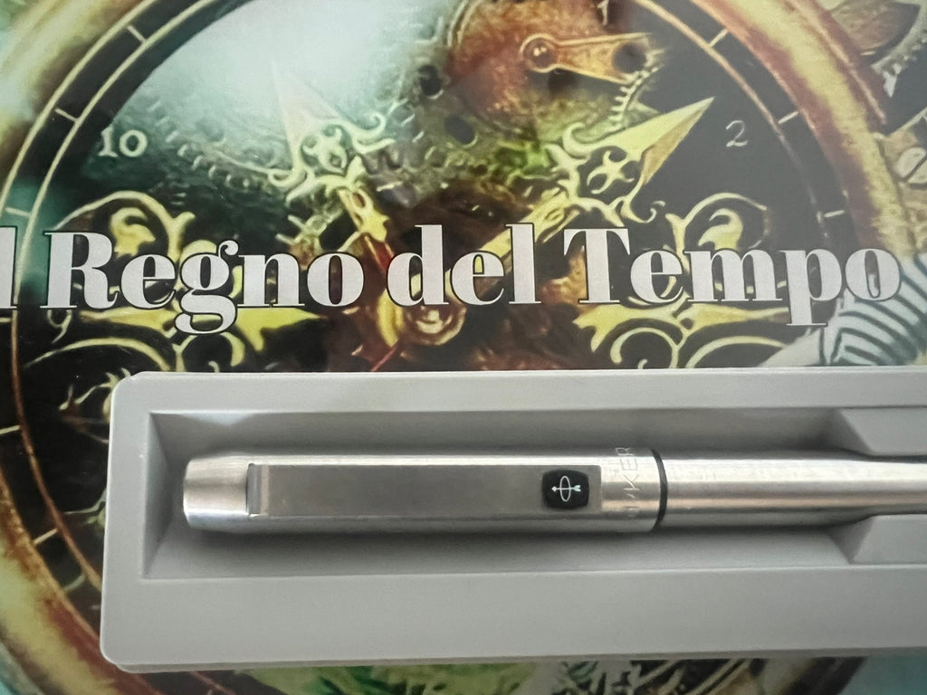 🔴 PARKER penna sfera 25 CROMATA clip sigillo NERO scrive vintage 1970