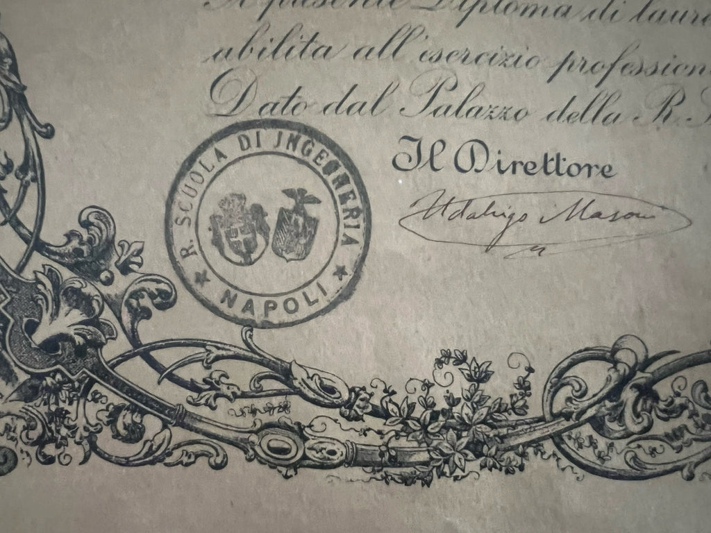 Regno Italie Diplôme Universitaire Ingénierie Vittorio Emanuele III 1924