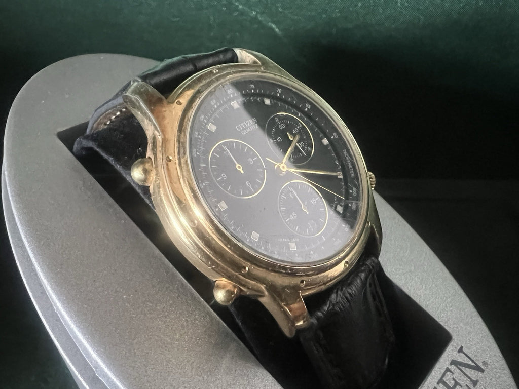 🔴 CITIZEN cronografo orologio uomo 3560-Y59308 laminato nero quarzo