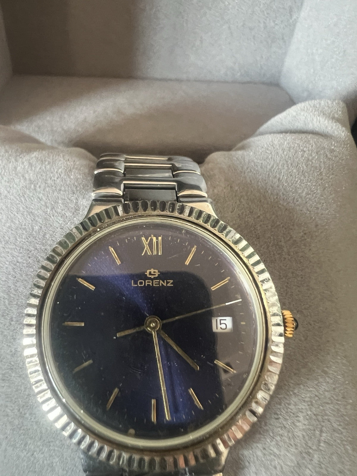 🔴 LORENZ orologio uomo quarzo 14560 blu cassa acciaio corona zaffiro cabochon