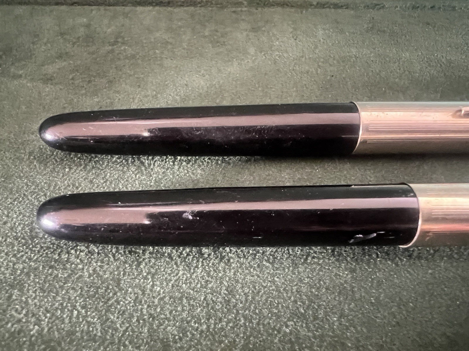 🔴 RONSON penna STILOGRAFICA sacca a pressione SFERA cappucci dorati vintage 50