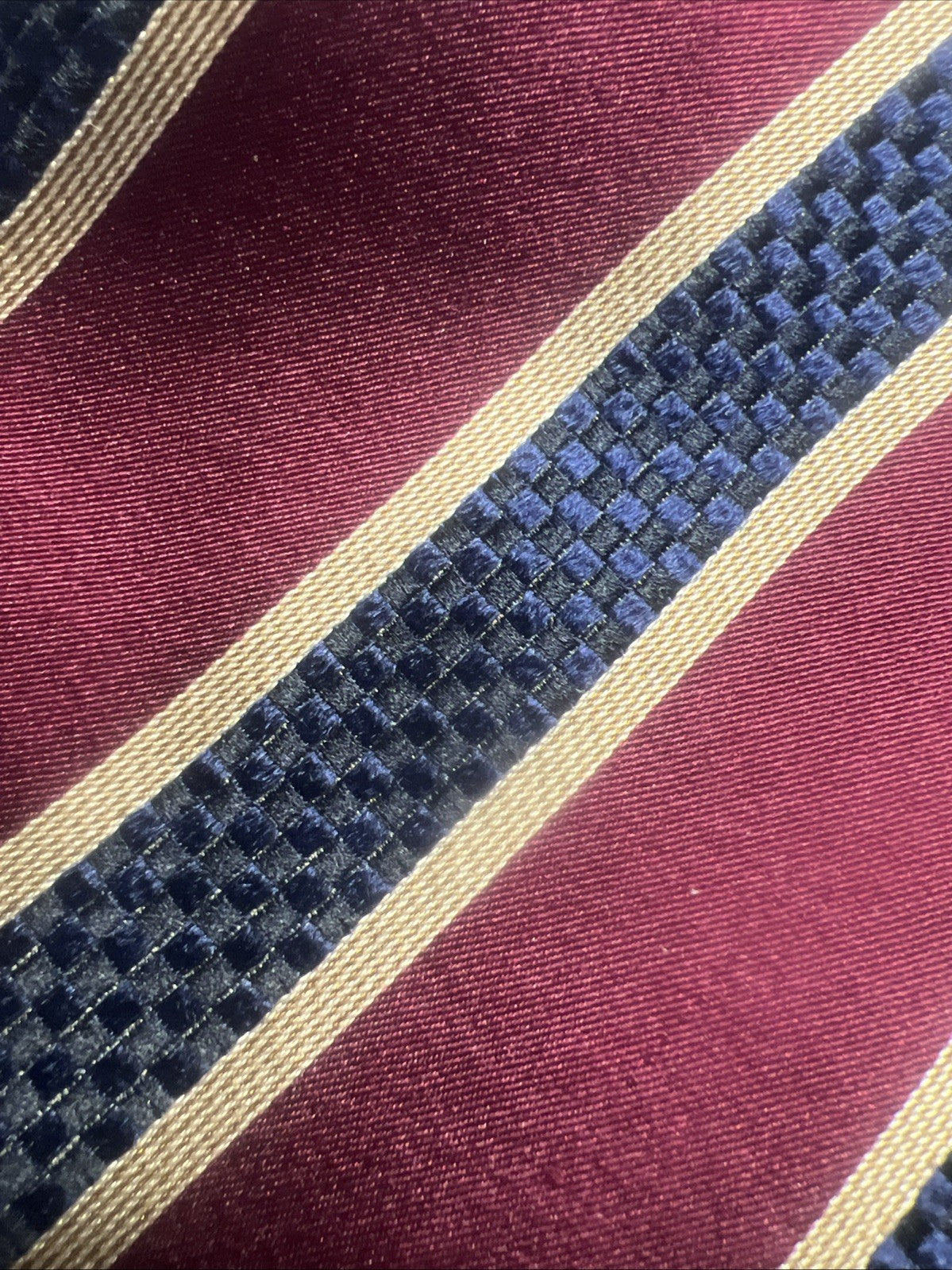 EMPORIO ARMANI Men's Tie Pure Silk Blue Bordeaux Stripes