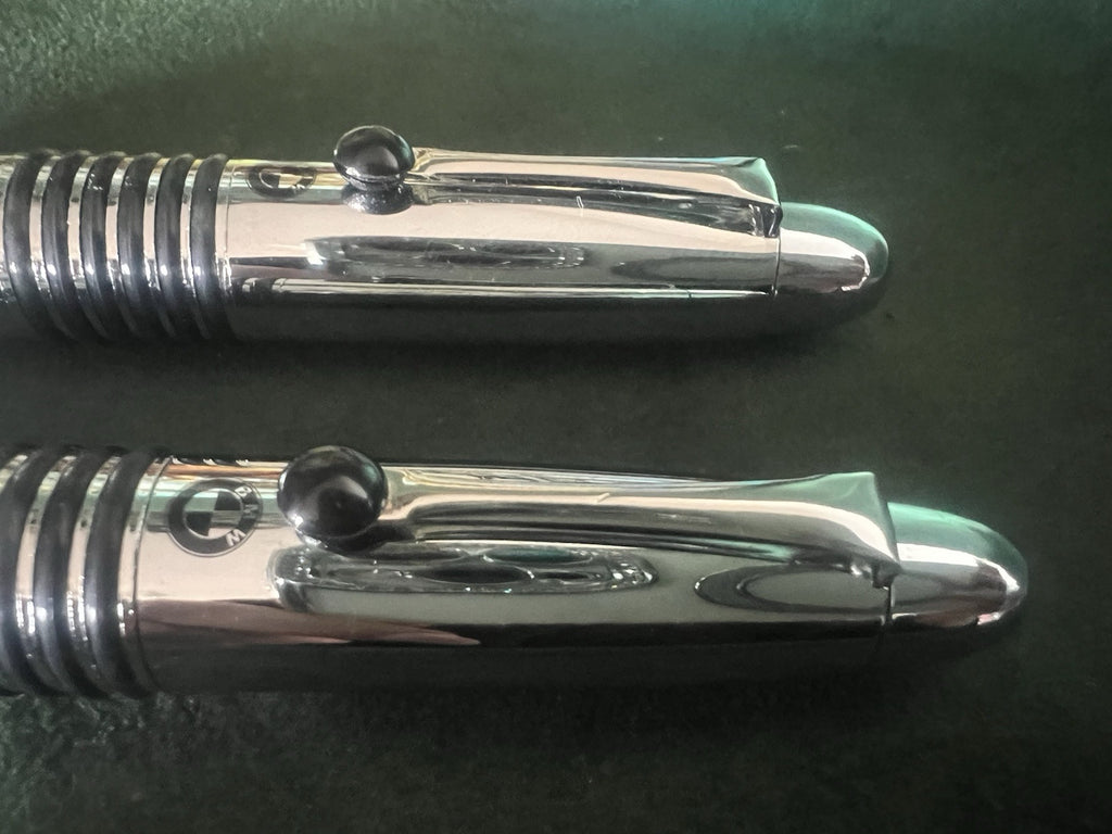 🔴 BMW penna stilografica e sfera cromate scrivono con astuccio 2 PENNE