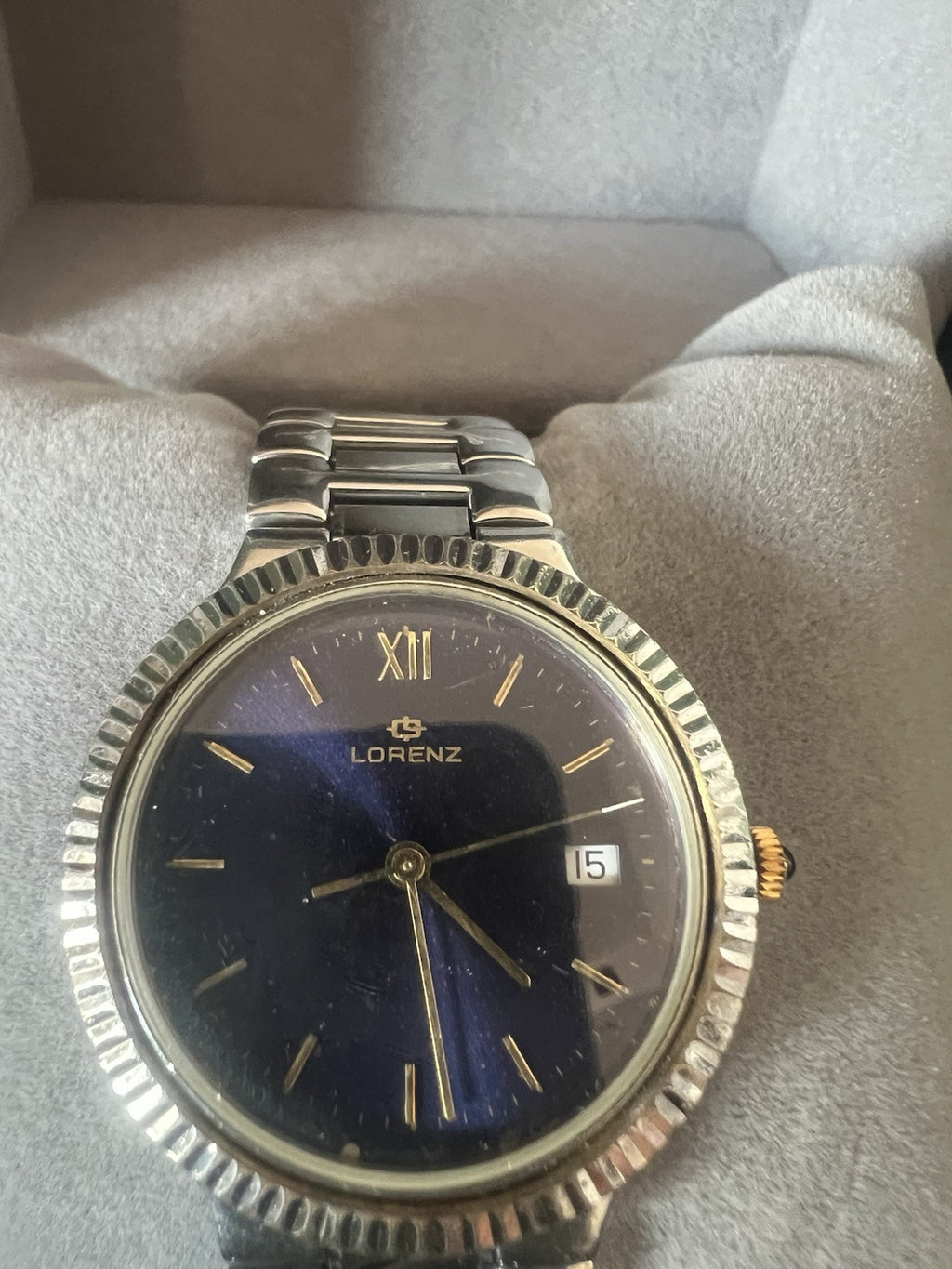 Lorenz Montre Hommes Quartz 14560 Bleu Étui Acier Couronne Saphir Cabochon