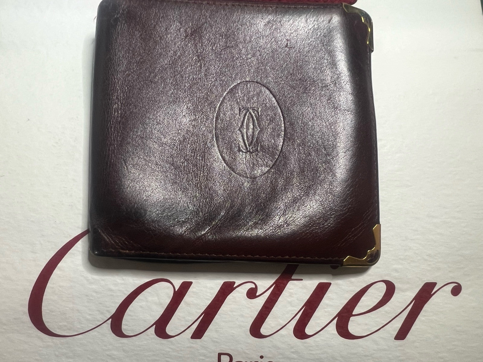 🔴 CARTIER portafoglio uomo pelle bordeaux formato piccolo ORIGINALE vintage