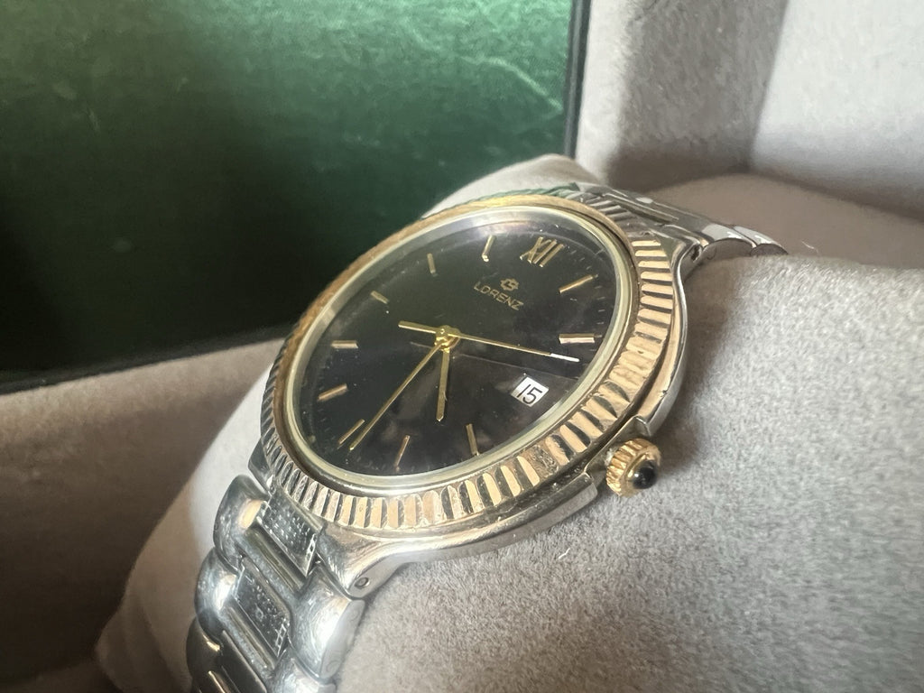 🔴 LORENZ orologio uomo quarzo 14560 blu cassa acciaio corona zaffiro cabochon