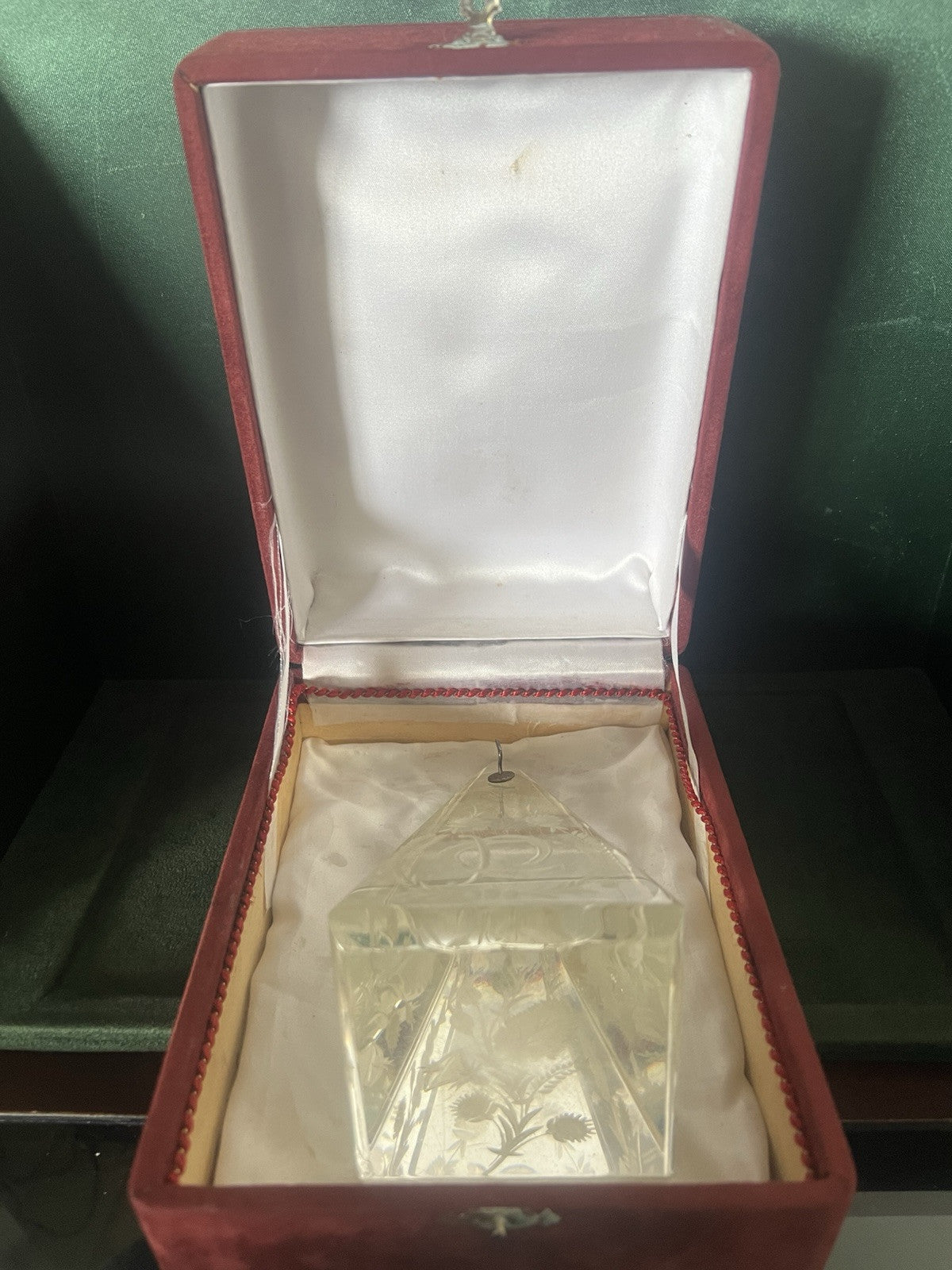 🔴 Espositore OROLOGIO tasca piramide di CRISTALLO cesellato a mano vintage