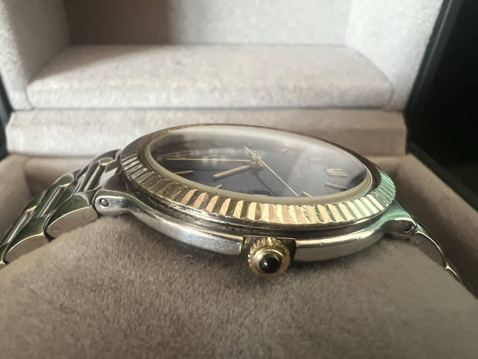 🔴 LORENZ orologio uomo quarzo 14560 blu cassa acciaio corona zaffiro cabochon