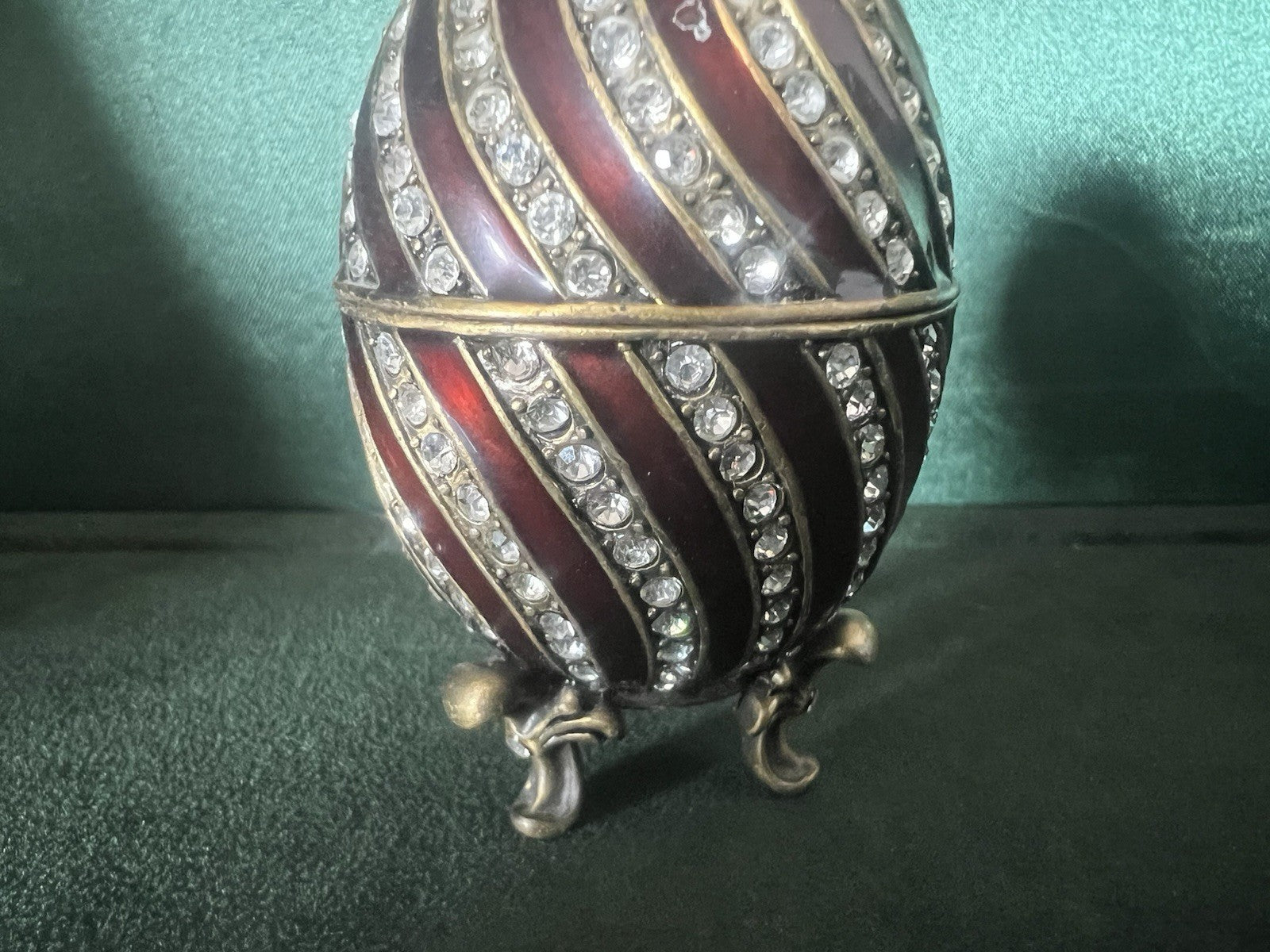 🔴 FABERGE uovo ceramica bronzo ROYAL FAMILY con pietre brillantini