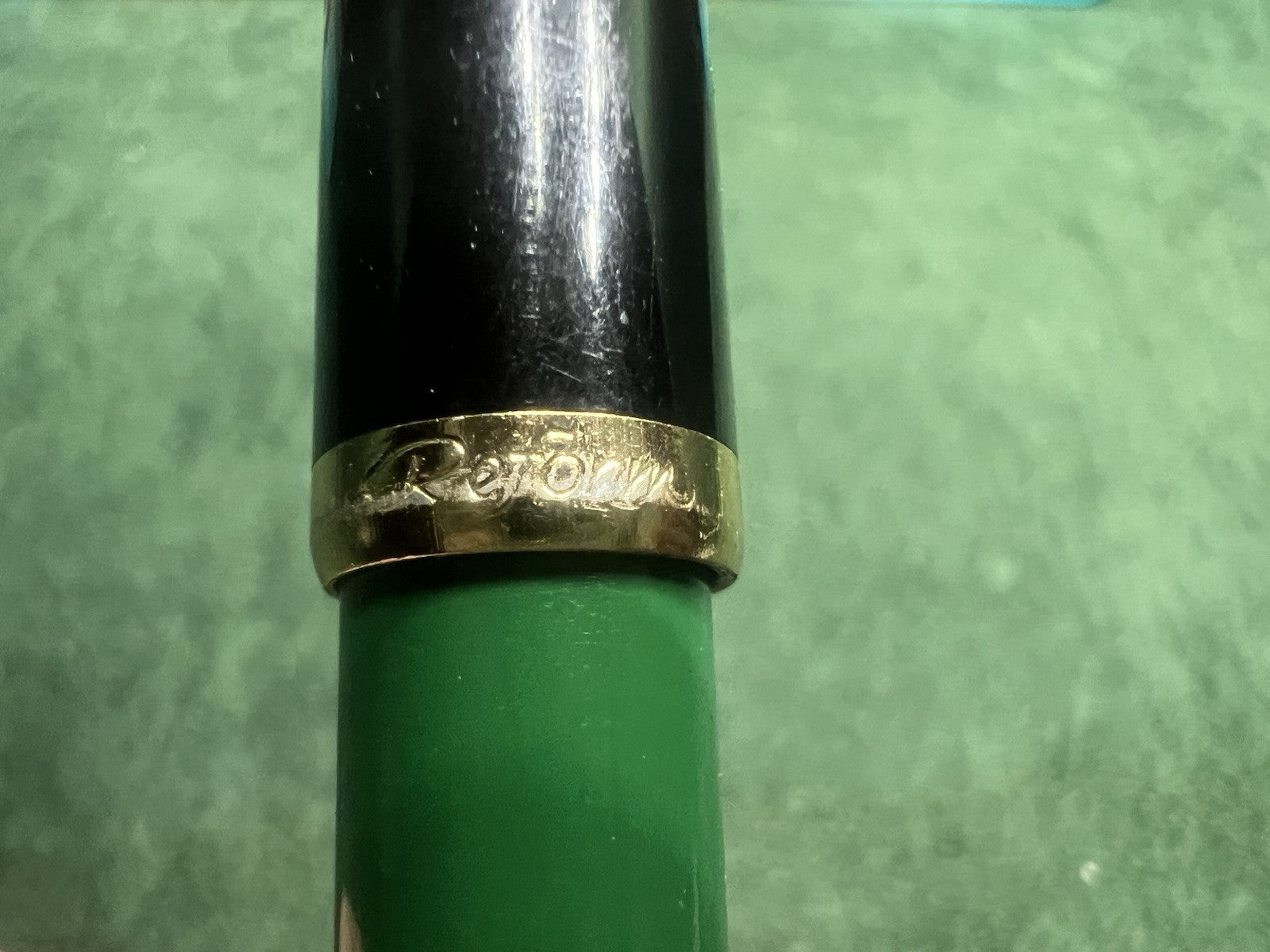 Reform Pen Füllfederhalter Grün Schwarz A Kolbenfeder (M) Markierung Vintage 