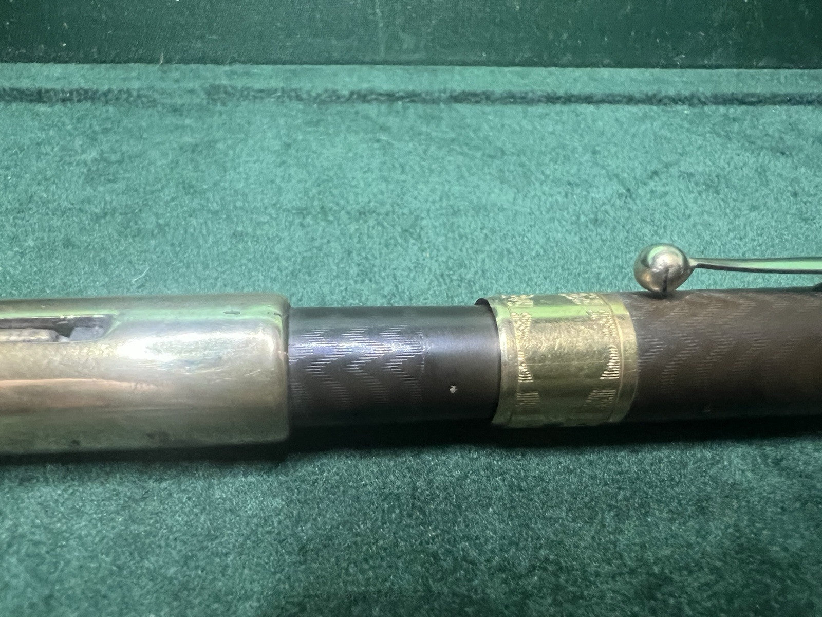 🔴 Penna stilografica ebanite cesellata a leva pennino e bordo ORO 14K vintage
