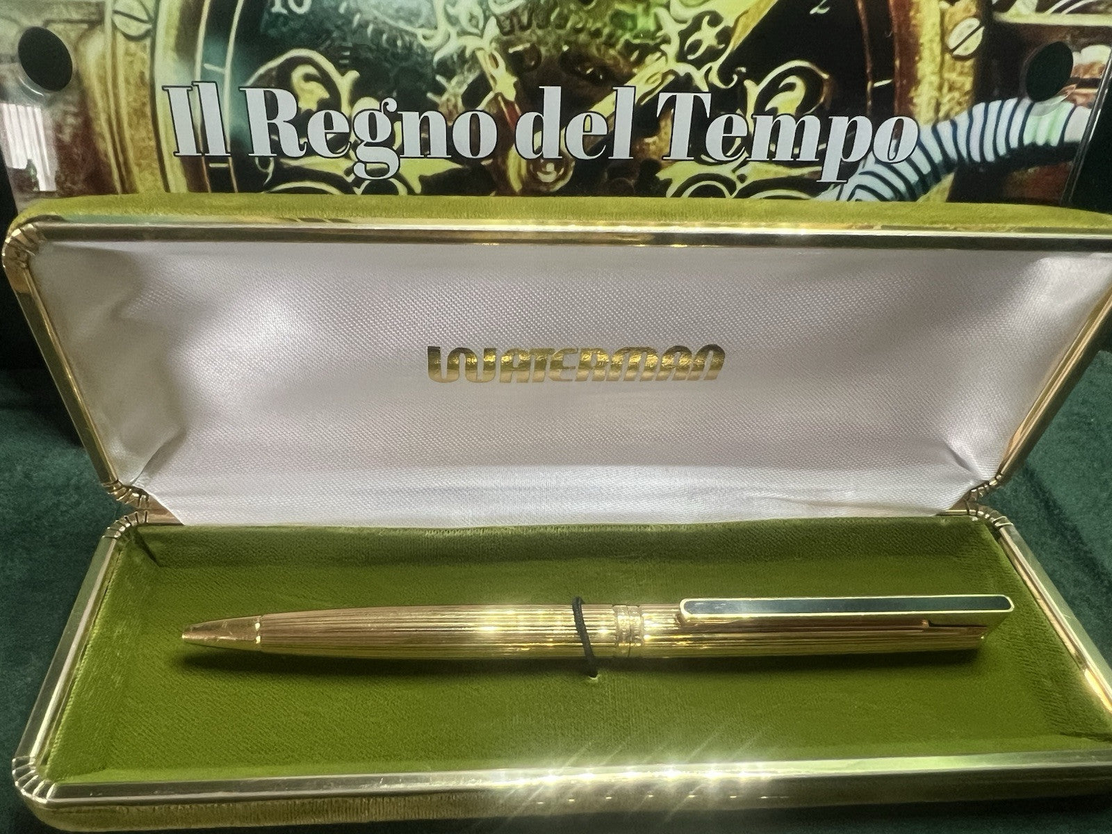 🔴 WATERMAN Drop ballpoint pen gold plated and French lacquer clip RARE VINTAGE 