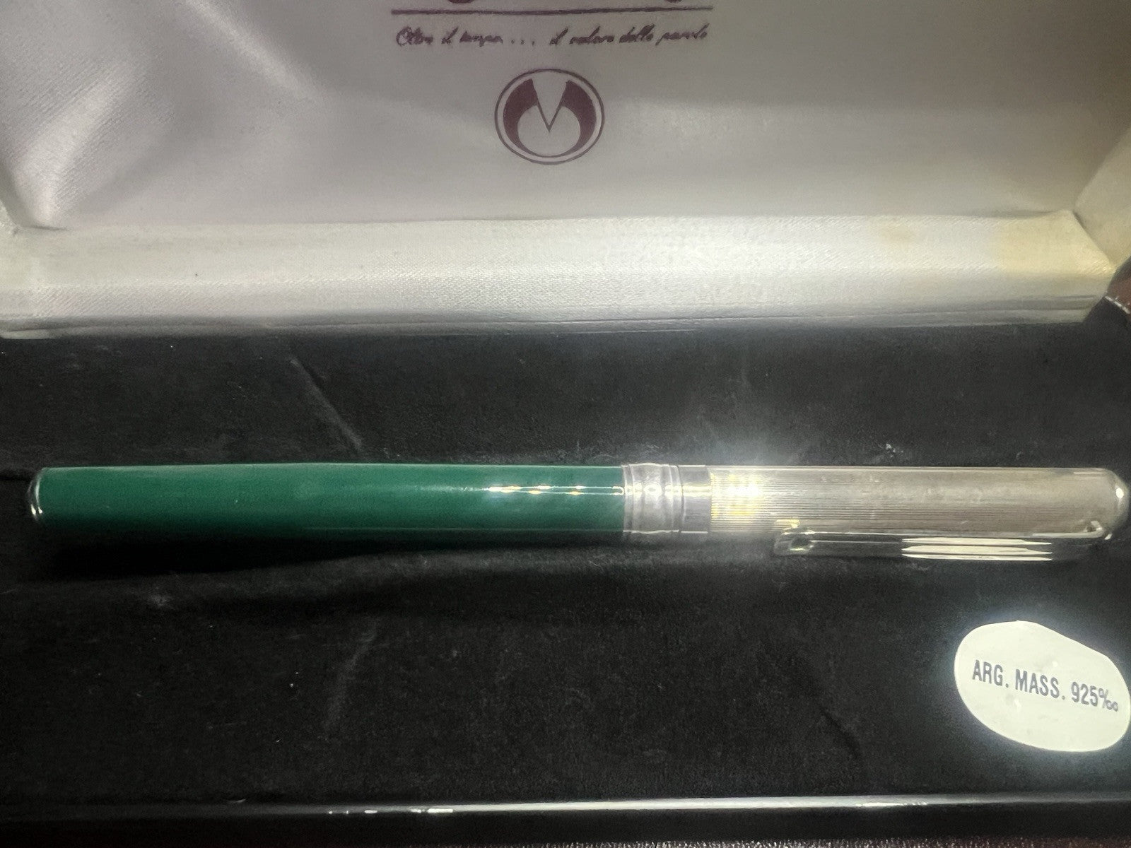 🔴 MARLEN penna stilografica ARGENTO 925 lacca verde pennino iridium M garanzia