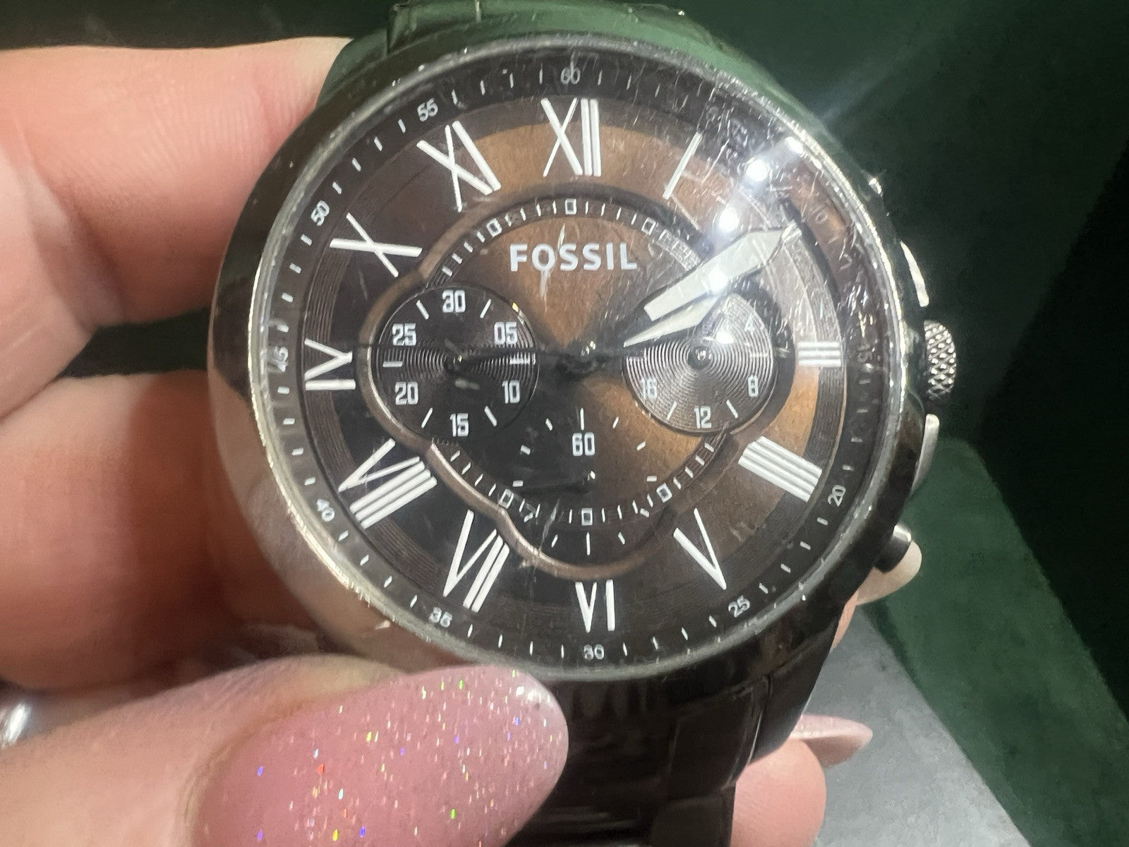 Fossil Chronograph Men's Quartz Watch Steel Case Oversize