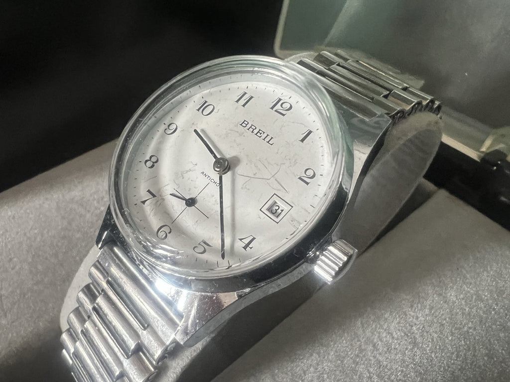 Breil Watch Steel Manual Winding Works with Box Vintage