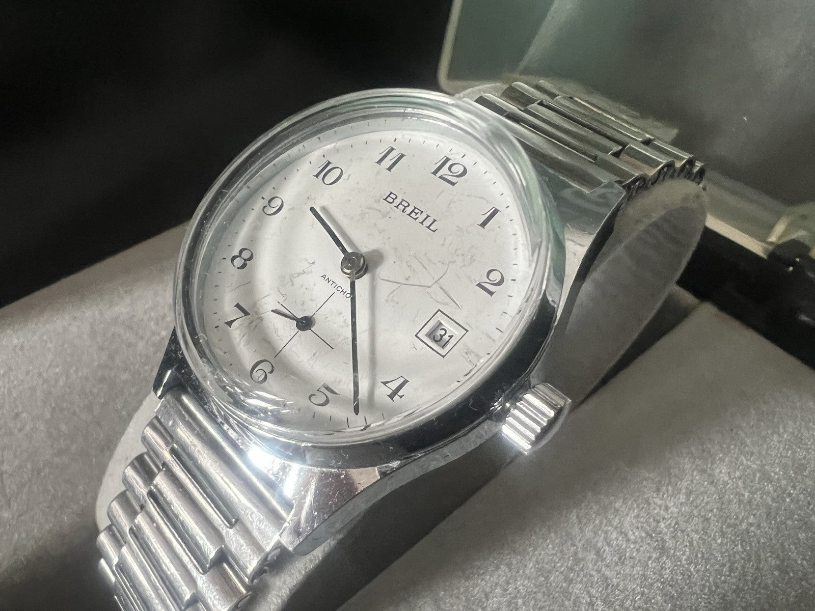 Breil Watch Steel Manual Winding Works with Box Vintage