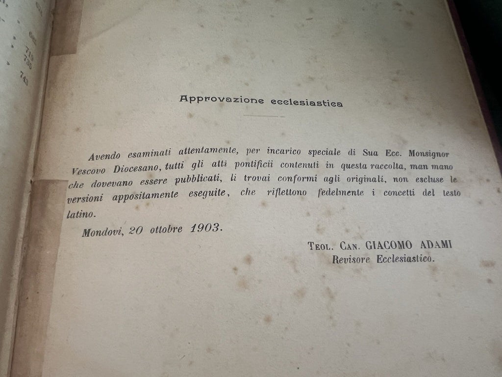 Livre Actes de Lion XIII 13 Artikel 1 Approbation Ecclesiastica Antique 1903 