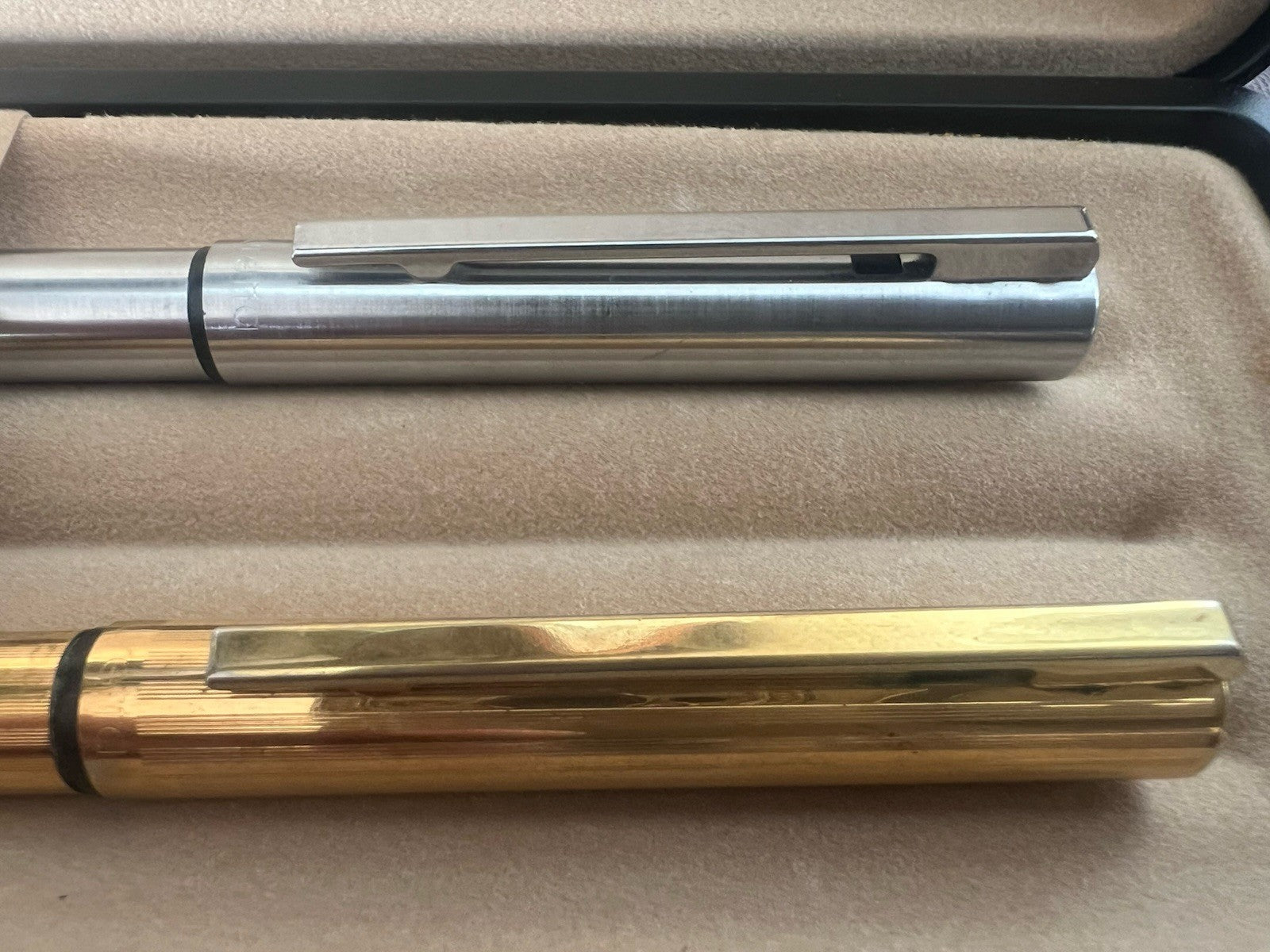 🔴 AURETTA penne sfera By Aurora cromata e dorata scrivono vintage 1970 B