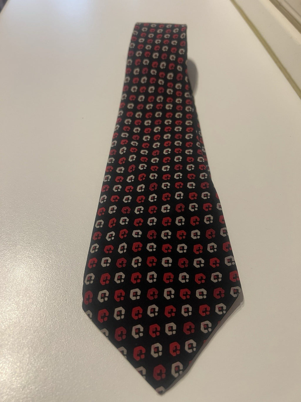 YSL Silk Tie YVES SAINT LAURENT Red Black White Pure Silk
