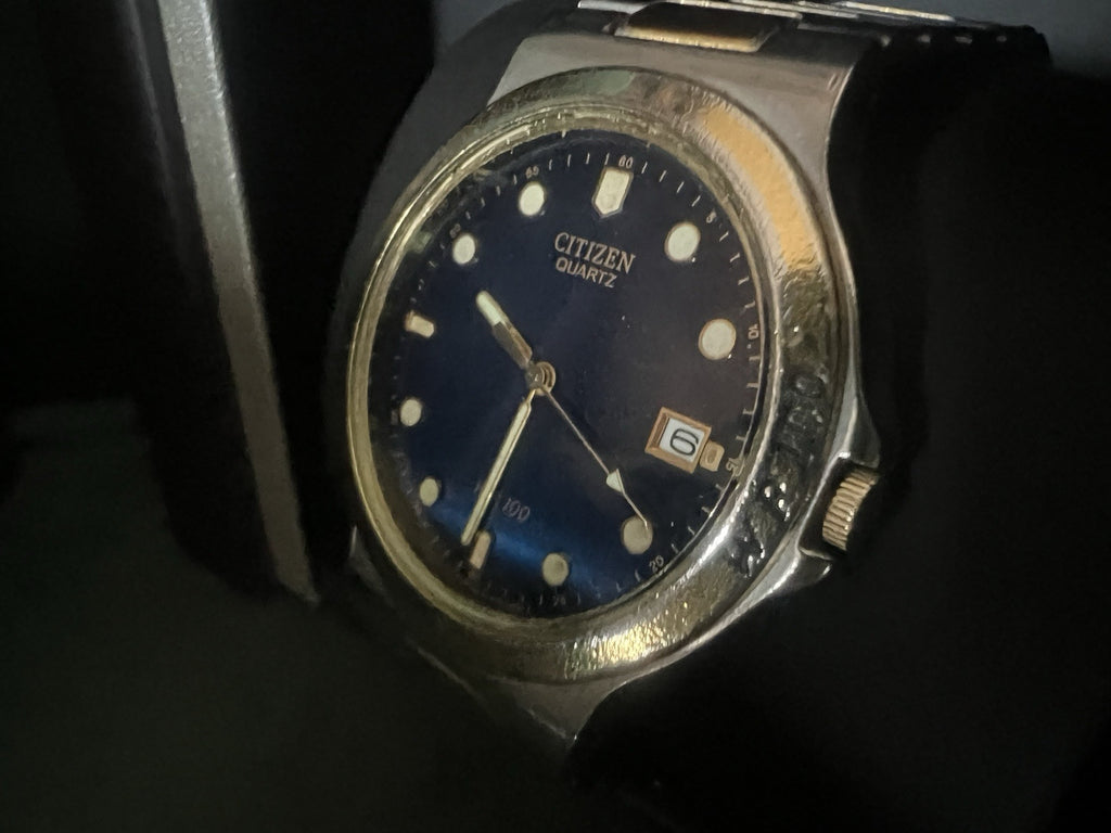 🔴 CITIZEN orologio uomo GN4S5 WR 100 Min acciaio laminato con scatola vintage