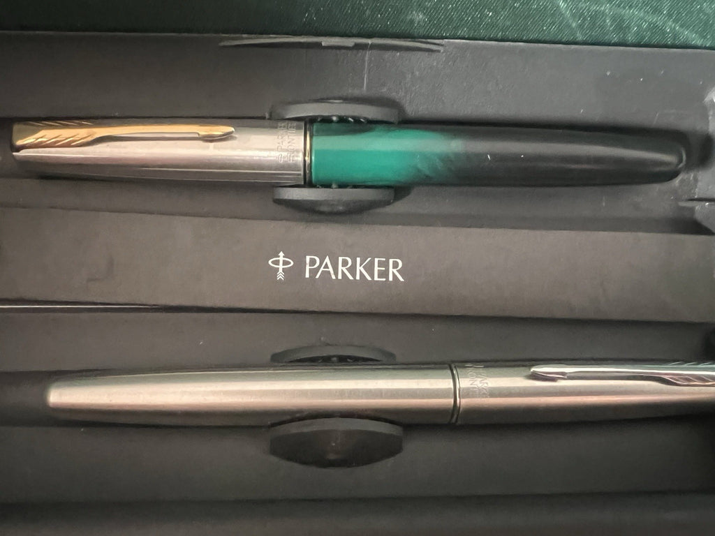 🔴 PARKER penne sfera Frontier cromata verde refill roller scrivono
