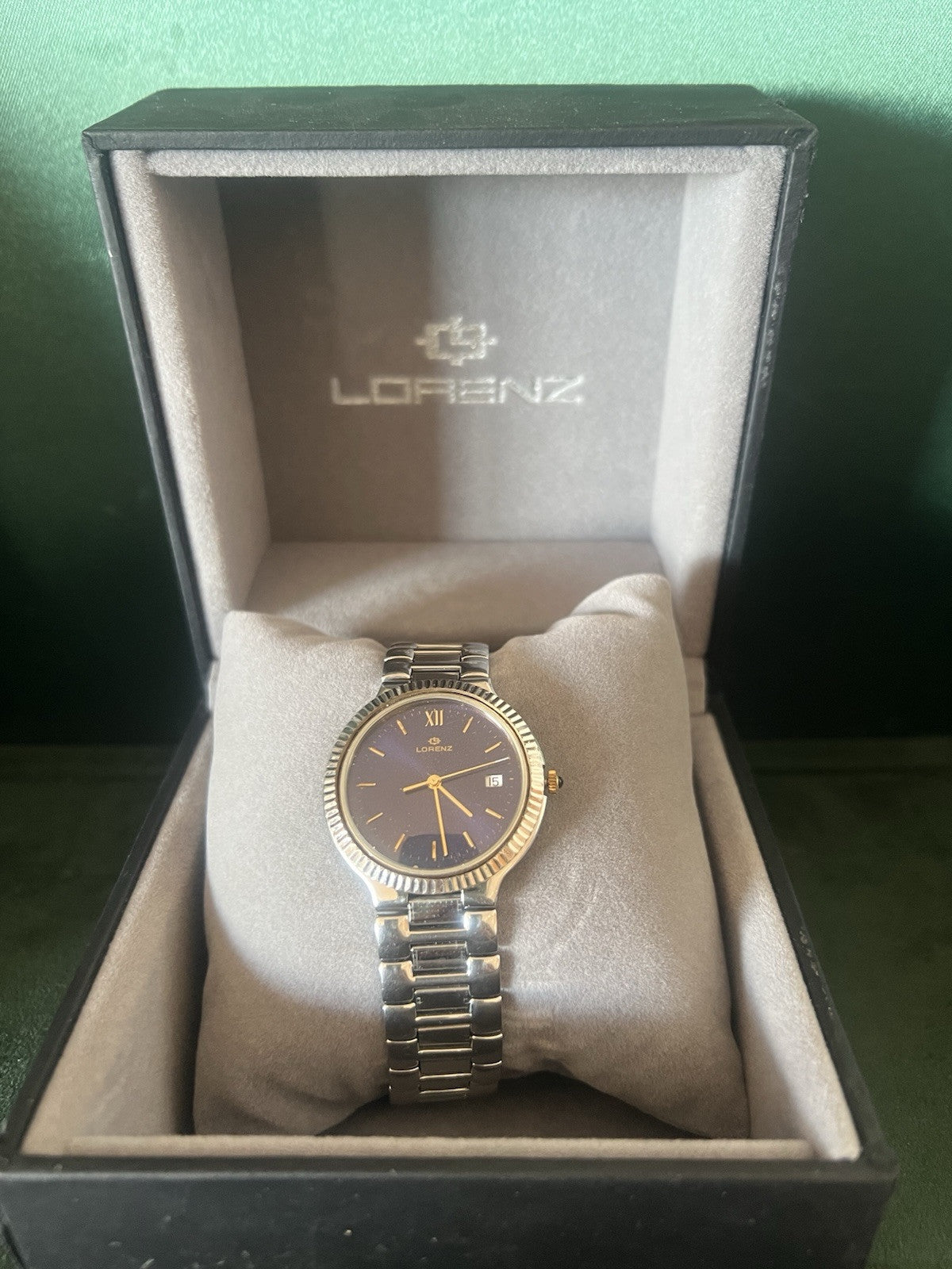 🔴 LORENZ orologio uomo quarzo 14560 blu cassa acciaio corona zaffiro cabochon