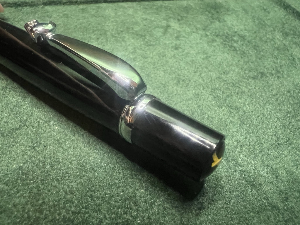 Zoppini Stylo-Plume Sphère Laque Noire Profils Chrome Avec Pierre Coeur Etui