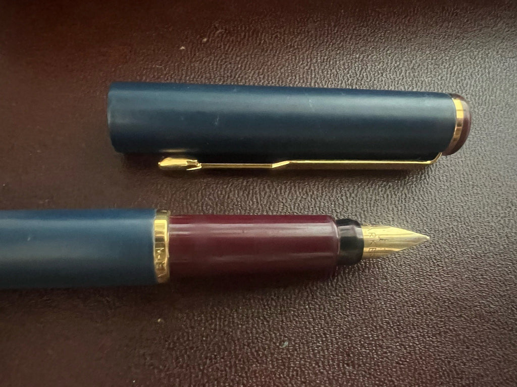 Parker Pen Fountain Pen Rialto Lacquer Blue Bordeaux Cartridge A Marking