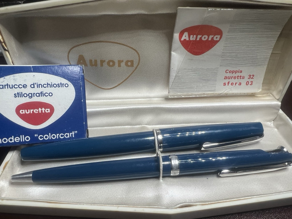 🔴 AURETTA penne stilografica sfera blu by Aurora M garanzia astuccio vintage C