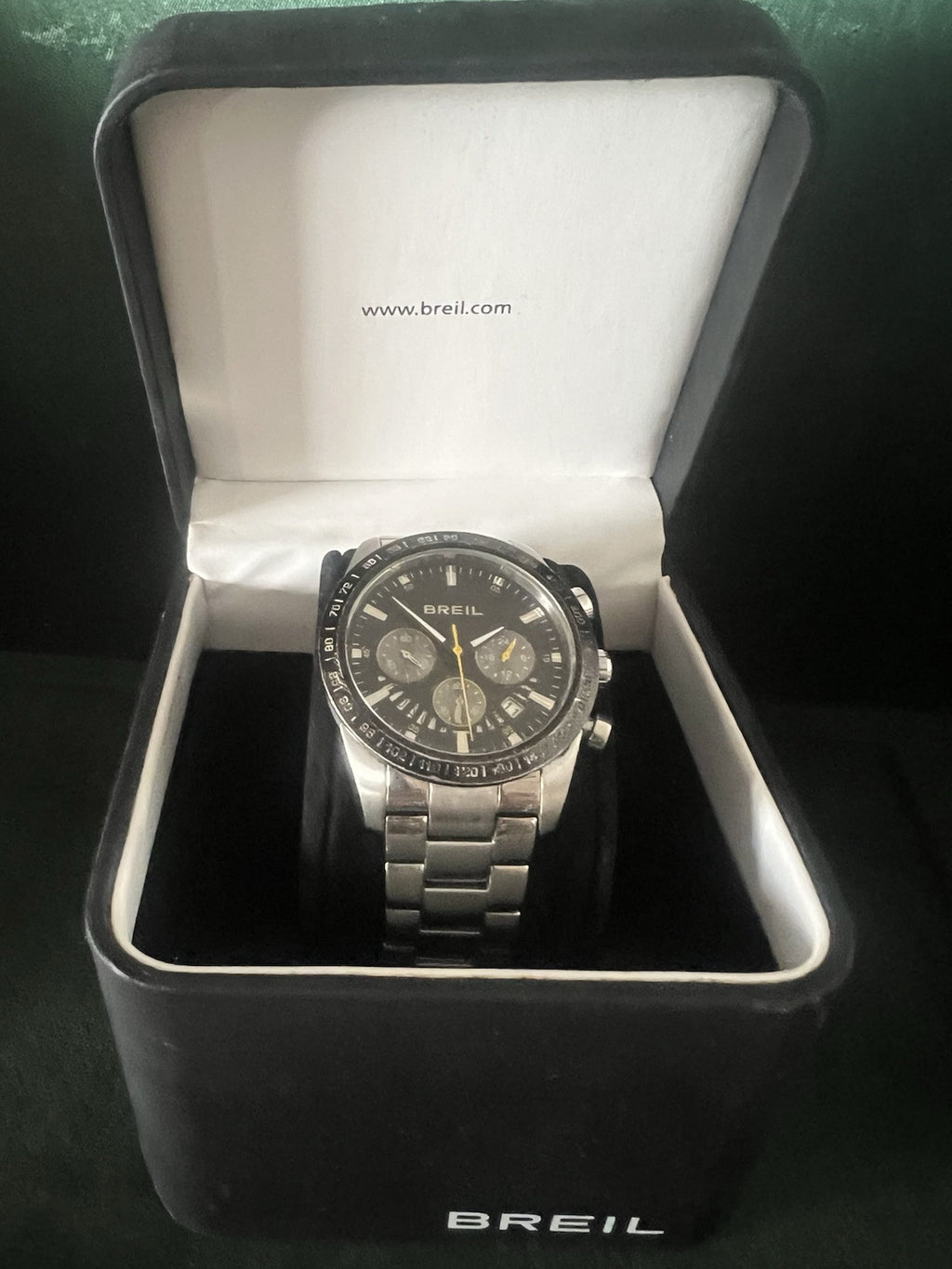 🔴 BREIL Herren-Chronograph TW0676 Oversize Schwarze Edelstahl-Quarzuhr mit Box