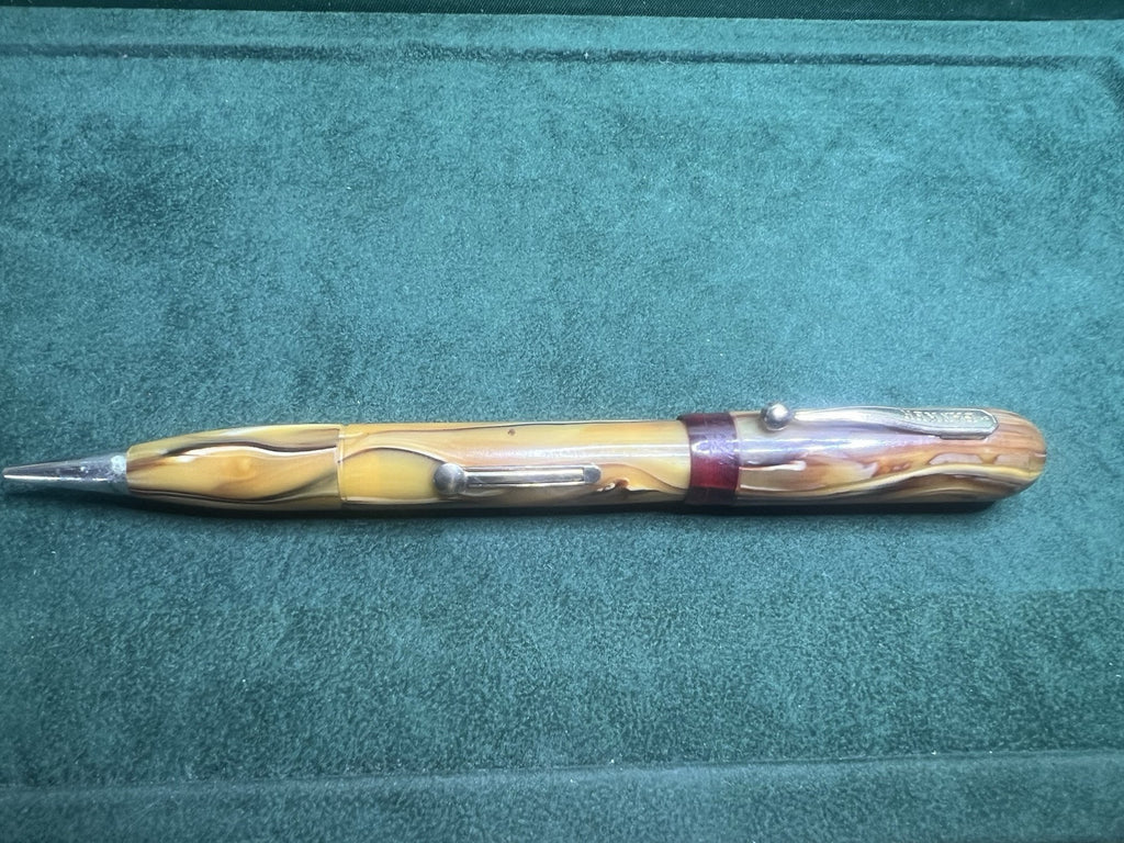 Banquier Stylo-Plume Wa Marbré Ambre Duo Crayon Mécanique Vintage