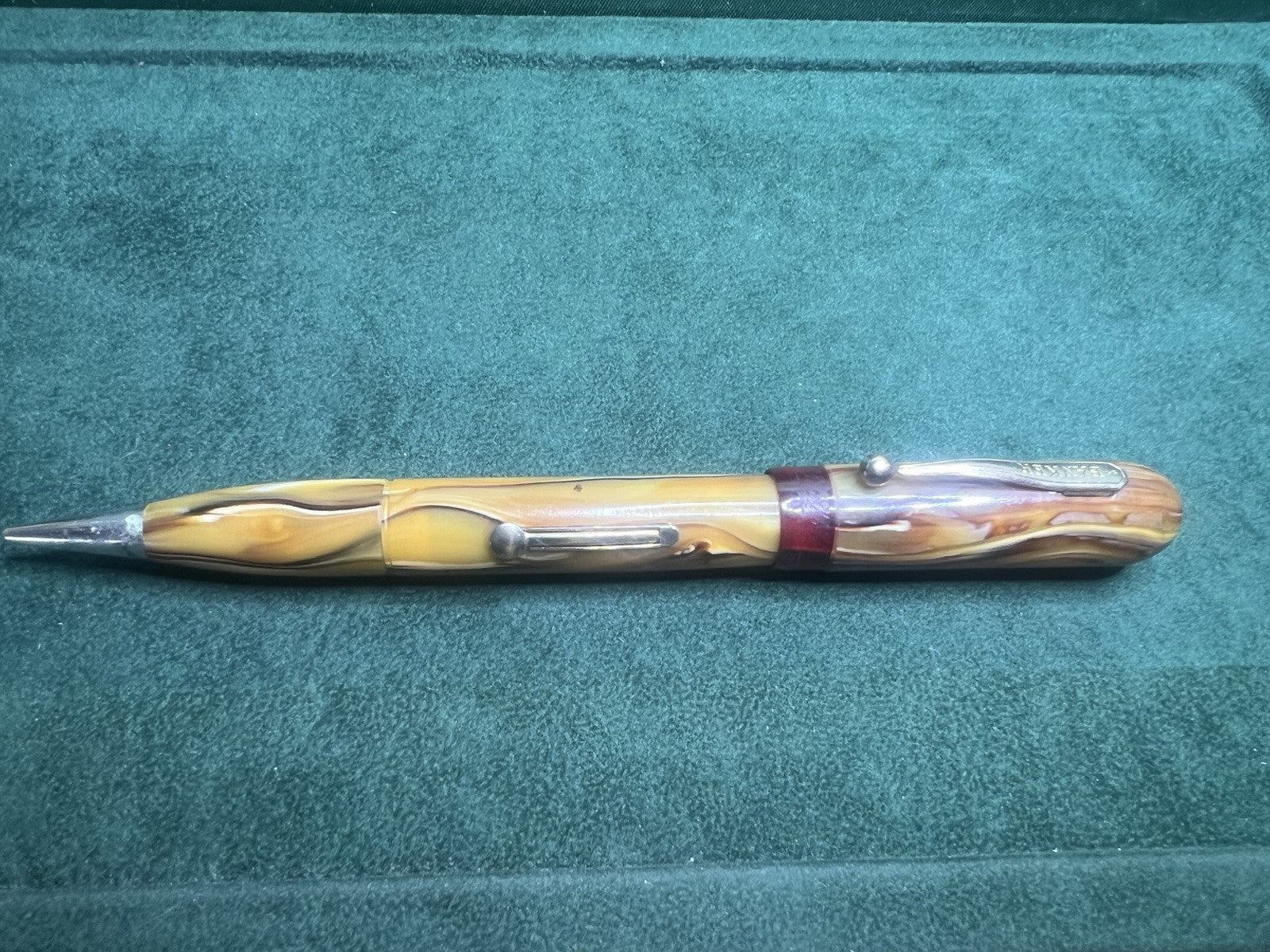 Banquier Stylo-Plume Wa Marbré Ambre Duo Crayon Mécanique Vintage 