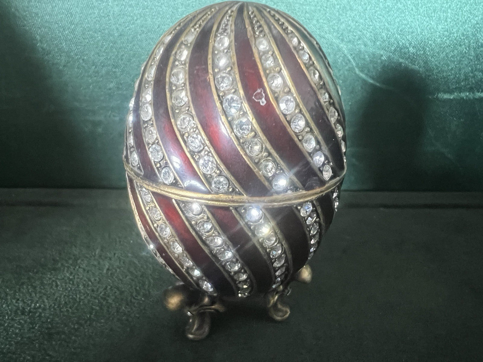 🔴 FABERGE uovo ceramica bronzo ROYAL FAMILY con pietre brillantini