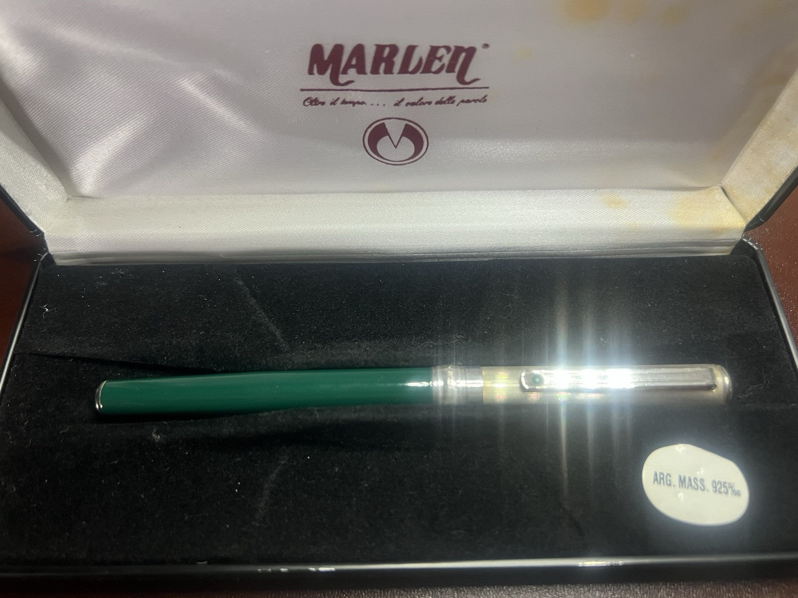 Marlen Stylo-Plume Stylo à Plume Argent 925 Laque Vert Iridium M Garantie