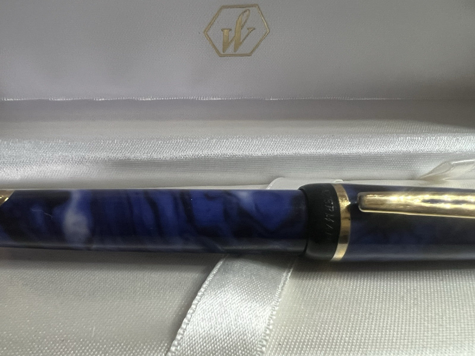 🔴 WATERMAN penna stilografica PHILEAS GT marmo blu profili dorati pennino M