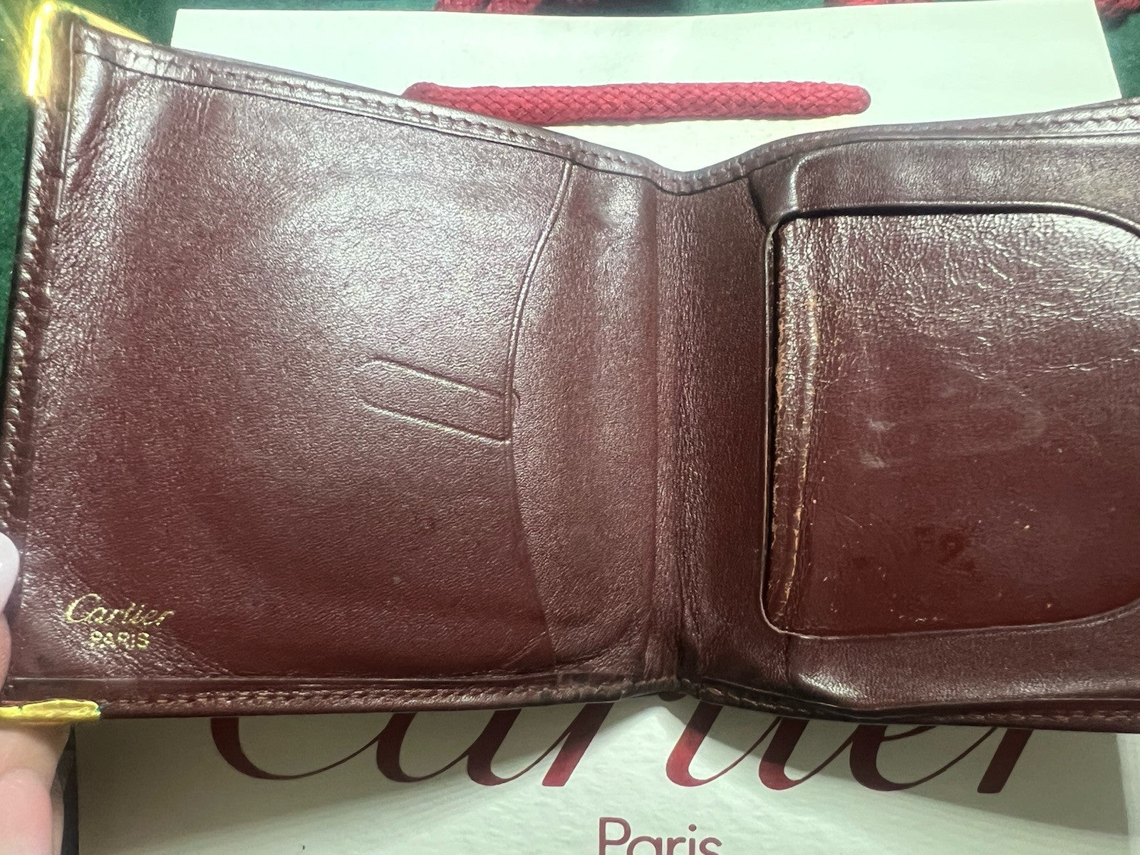 🔴 CARTIER portafoglio uomo pelle bordeaux formato piccolo ORIGINALE vintage