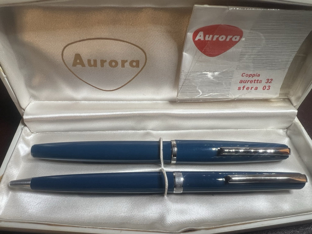Auretta Penne Stylo à Plume Sphère Bleu par Aurora M Garantie Trousse Vintage