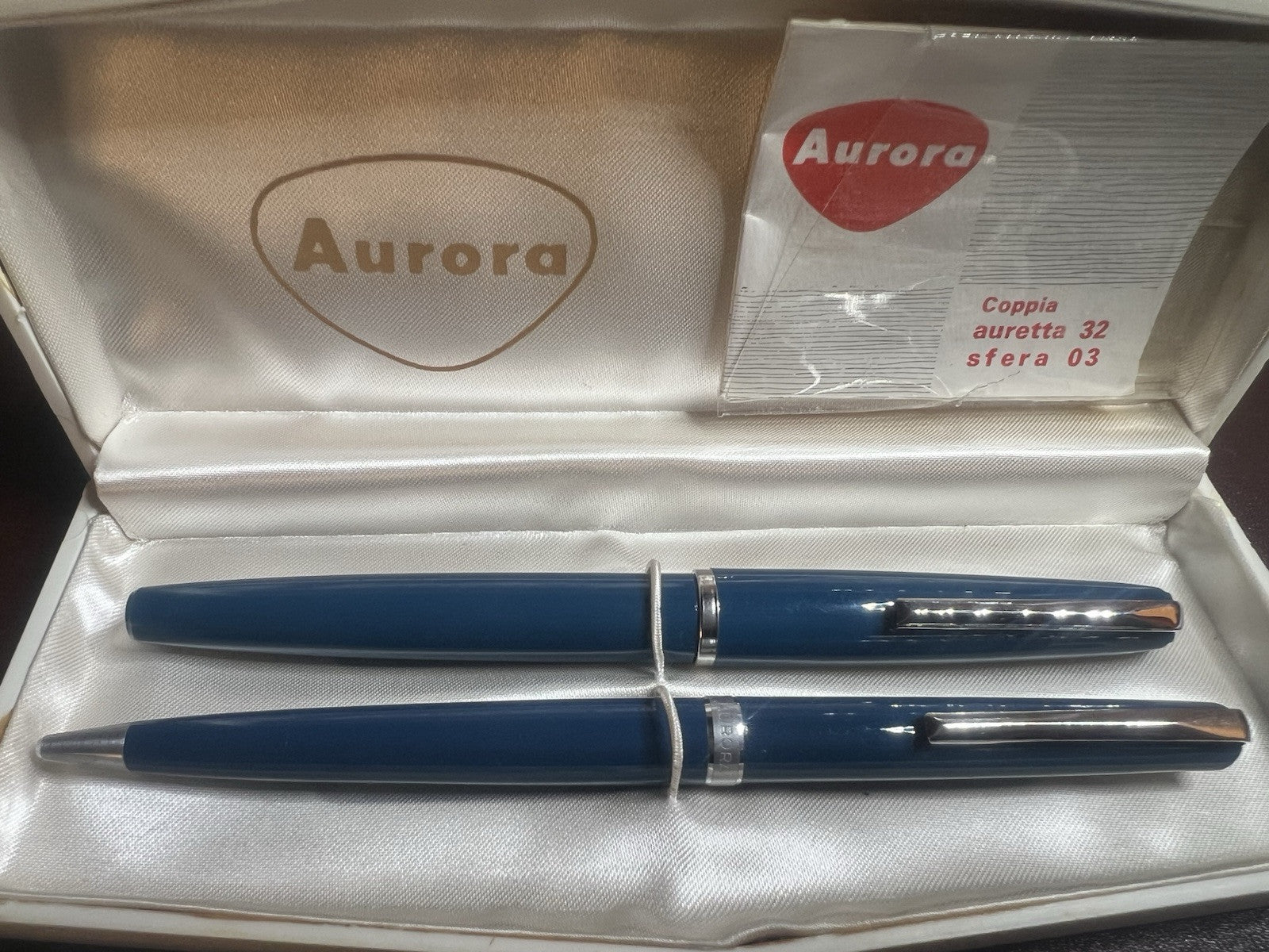 Auretta Pens Stylo à Plume Sphère Bleu par Aurora M Garantie Trousse Vintage 