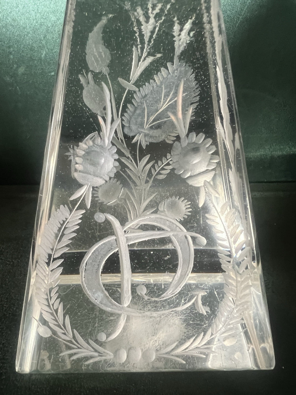 🔴 Espositore OROLOGIO tasca piramide di CRISTALLO cesellato a mano vintage