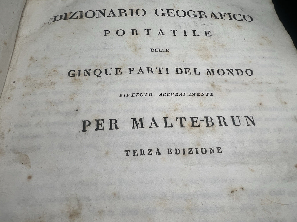 🔴 Libro DIZIONARIO GEOGRAFICO Malte Brun grande formato antico Firenze 1832