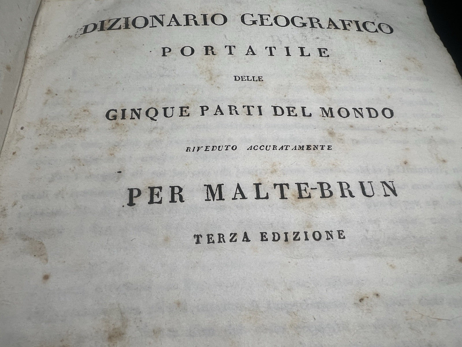 🔴 Libro DIZIONARIO GEOGRAFICO Malte Brun grande formato antico Firenze 1832