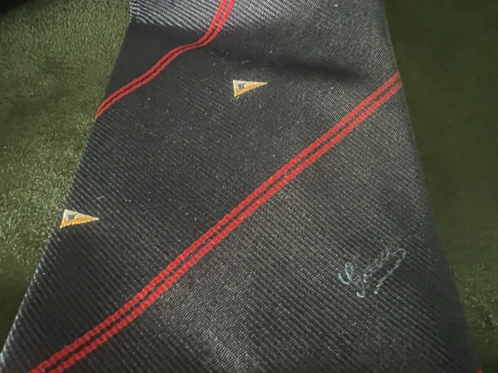 🔴 GUCCI cravatta uomo seta pura blu classica elegante con bandiera marinara