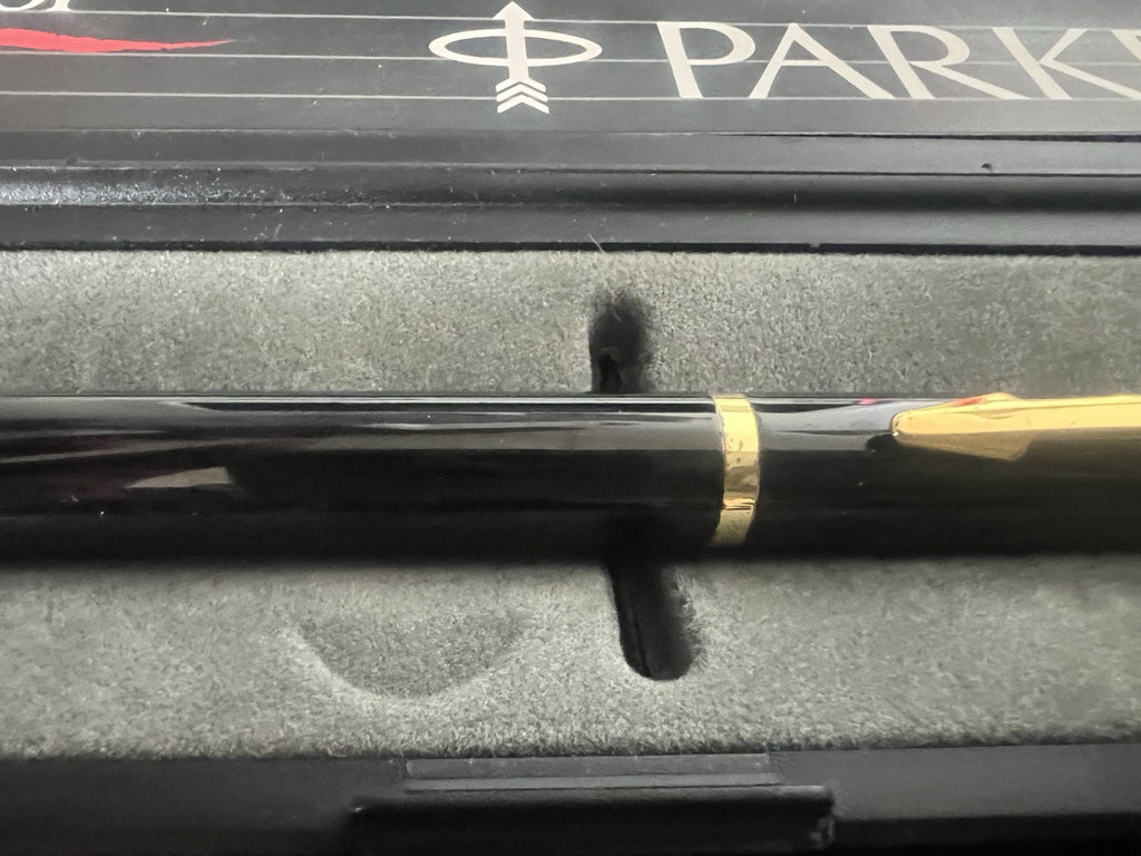 🔴 PARKER penna sfera roller VECTOR lacca nera scrive refill roller con astuccio